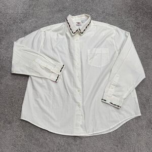 Vintage 90s Nutcracker Christmas Embroidered Button Down Shirt Womens XL White